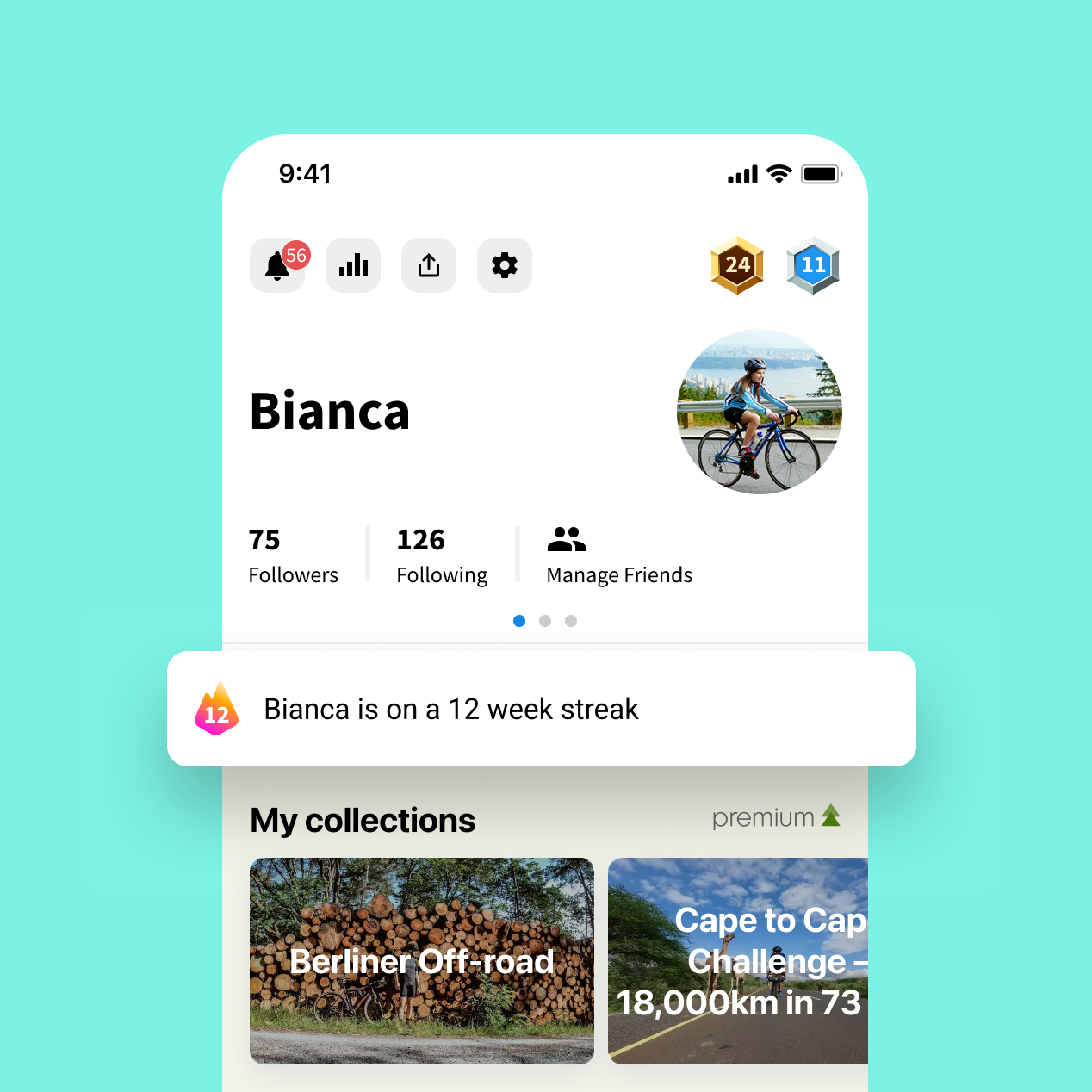 Streak counter shown on the public profile