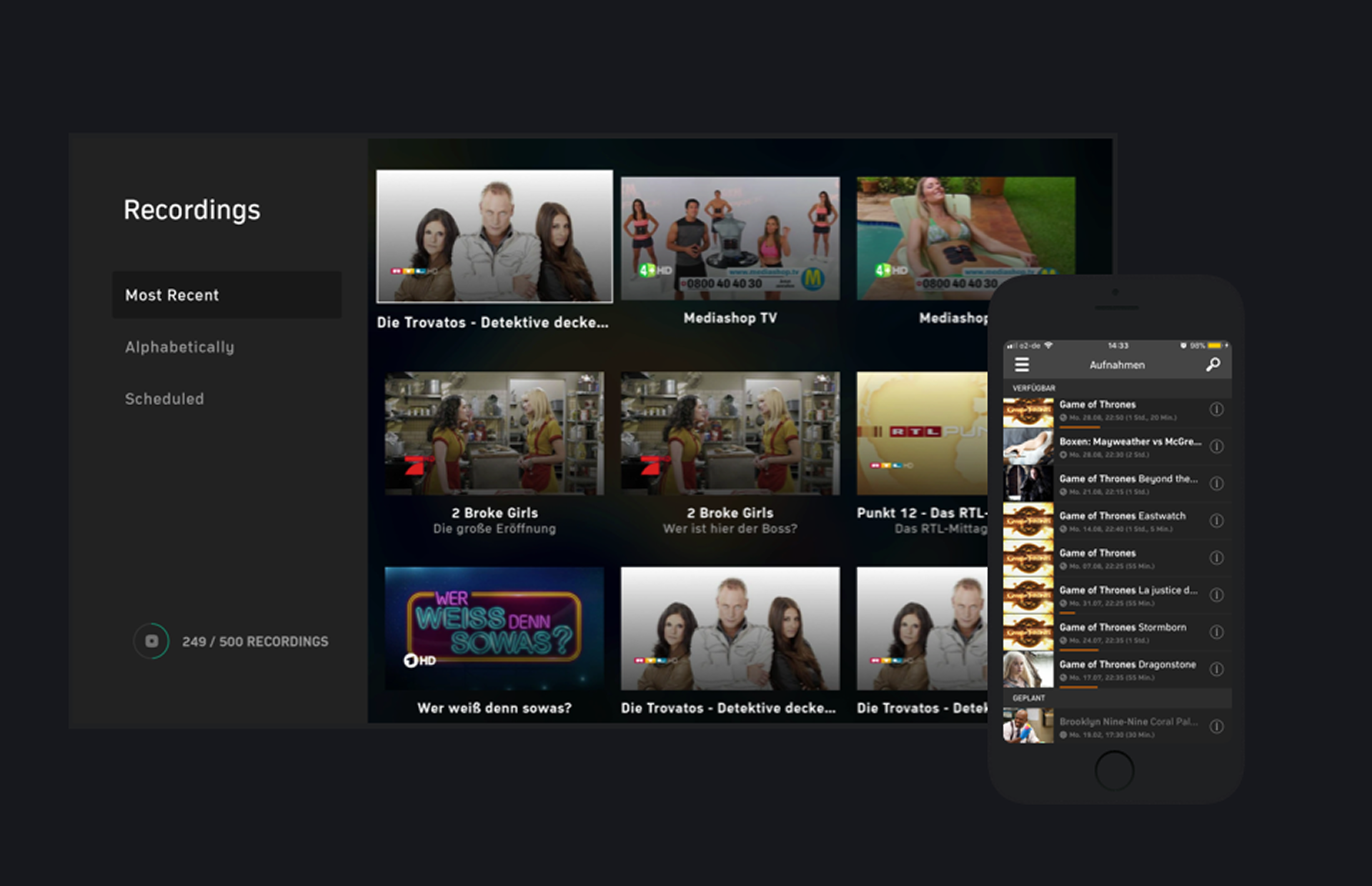 Recordings experience before the redesign
